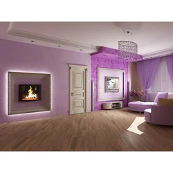 Purple Walls In The Living Room Interior