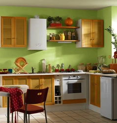 Kitchen design in a house with a gas boiler