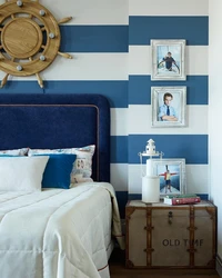 Color combination in the interior of a marine bedroom