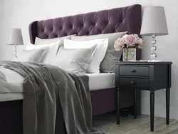 Тарҳи хоб бо як кат хокистарӣ бо headboard нарм