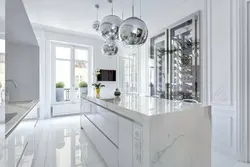 Kitchen design with marble floors