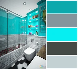 What color goes with turquoise in the bathroom interior