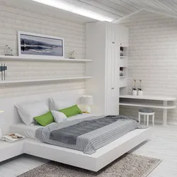 White bedroom living room design