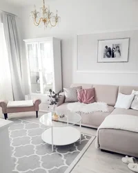 White bedroom living room design