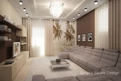 Living room design in a square apartment