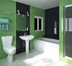 Дизайн ванной черно зеленый белый