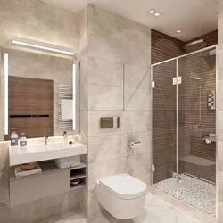 Bathroom interior with shower and bathtub in modern style