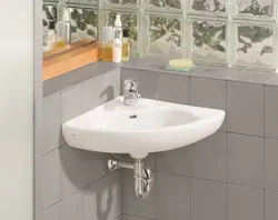 Corner sink in the bathroom design photo