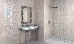 Керамикалық плиткалардан жасалған ванна бөлмесінің интерьері