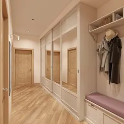 Дизайн узкой прихожей в квартире со шкафом купе в современном