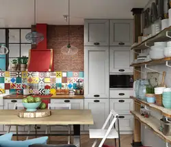 Apron For The Kitchen In A Loft Interior