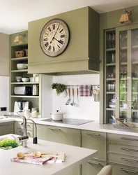 One wall of a different color in the kitchen interior