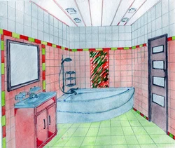 Нарисованный интерьер ванной комнаты