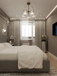 Bir divarda bir pəncərə və balkonlu yataq otağı dizaynı