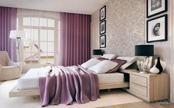 Beige color wallpaper in the bedroom photo