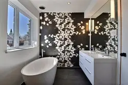 Wallpaper in the bath photo like tiles