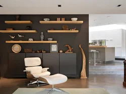 Interior design of shelves in the living room