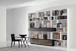 Interior design of shelves in the living room