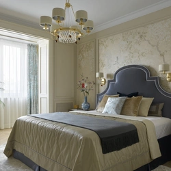 Moldings for walls in the bedroom interior photo design