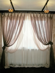 Цюль і шторы ў спальню сучасны дызайн