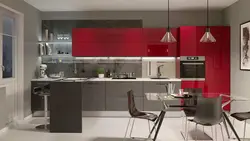 Кухні ў чырвона-шэрым колеры фота