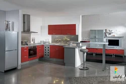 Kitchens in red-gray color photo