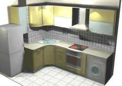 Photo of a small kitchen with one corner cabinet