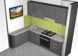 Photo of a small kitchen with one corner cabinet
