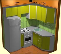 Photo of a small kitchen with one corner cabinet