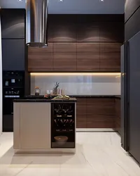 Дизайн черно коричневой кухни