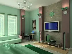 Fashionable wall color in the living room interior