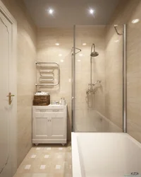 Bathroom design with shower in light colors