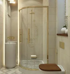 Ашық түсті душпен ванна бөлмесінің дизайны