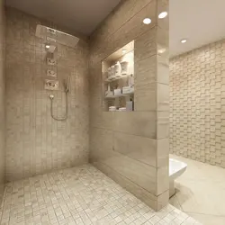 Bathroom design with shower in light colors