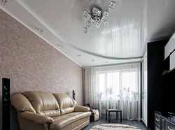 Suspended glossy ceiling in the living room photo