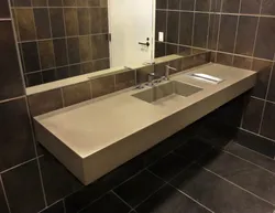 Столешница в ванную под раковину из керамогранита фото