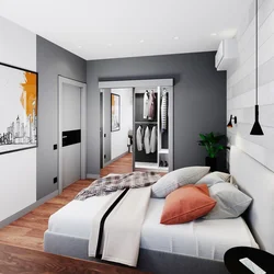 Interiors of one-room apartments with dressing rooms