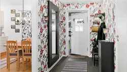Wallpaper with flowers in the hallway in the apartment photo