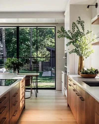 Kitchen interior in a house with a small window