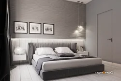 Дызайн спальні з светла шэрым ложкам