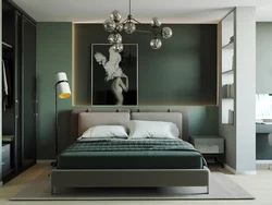 Bedroom with gray bed design photo
