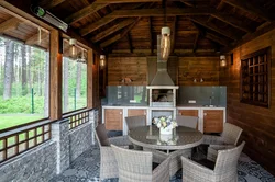 Interior of a summer kitchen in a closed country house