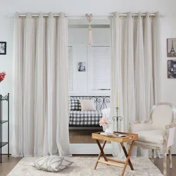 White curtains in the living room interior in a modern style photo