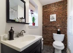 Bathroom with bricks photo