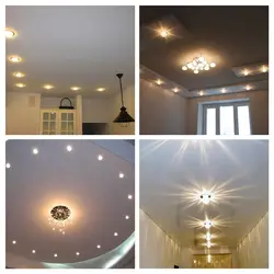 6 светильников на натяжном потолке в спальне фото