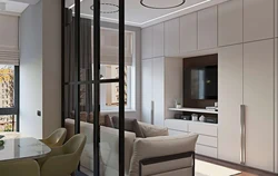 Living Room With Door To Kitchen Design