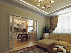 Living Room With Door To Kitchen Design