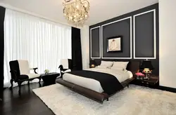 Bedroom interior in light dark colors