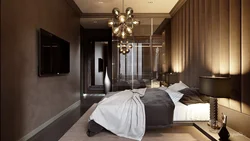 Bedroom interior in light dark colors