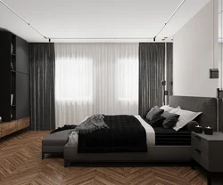 Bedroom interior in light dark colors